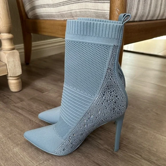 NWT Steve Madden Maxwelle Knit Pointed Toe Boots Blue size 9 - Picture 6 of 13